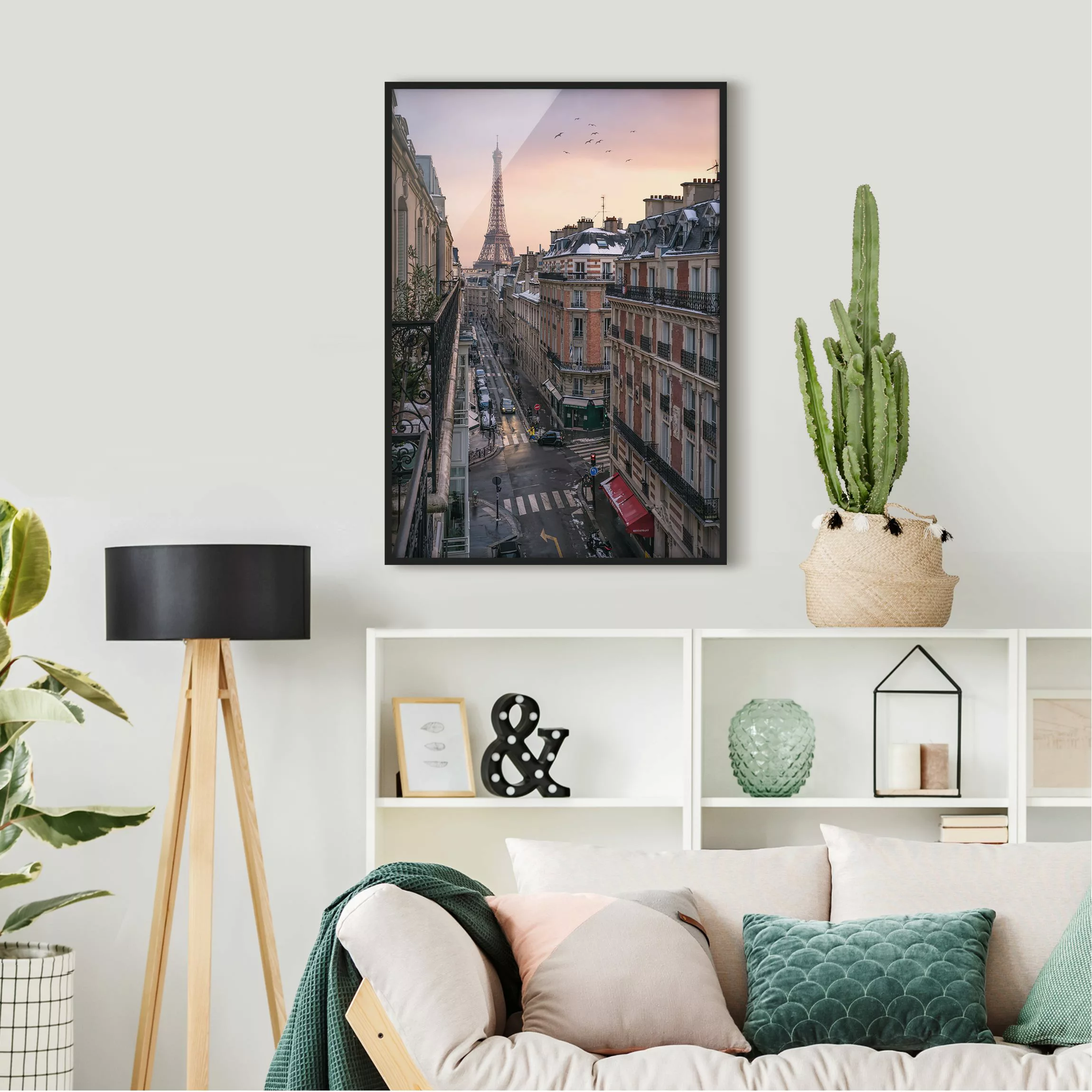 Bild mit Rahmen Eiffelturm bei Sonnenuntergang günstig online kaufen