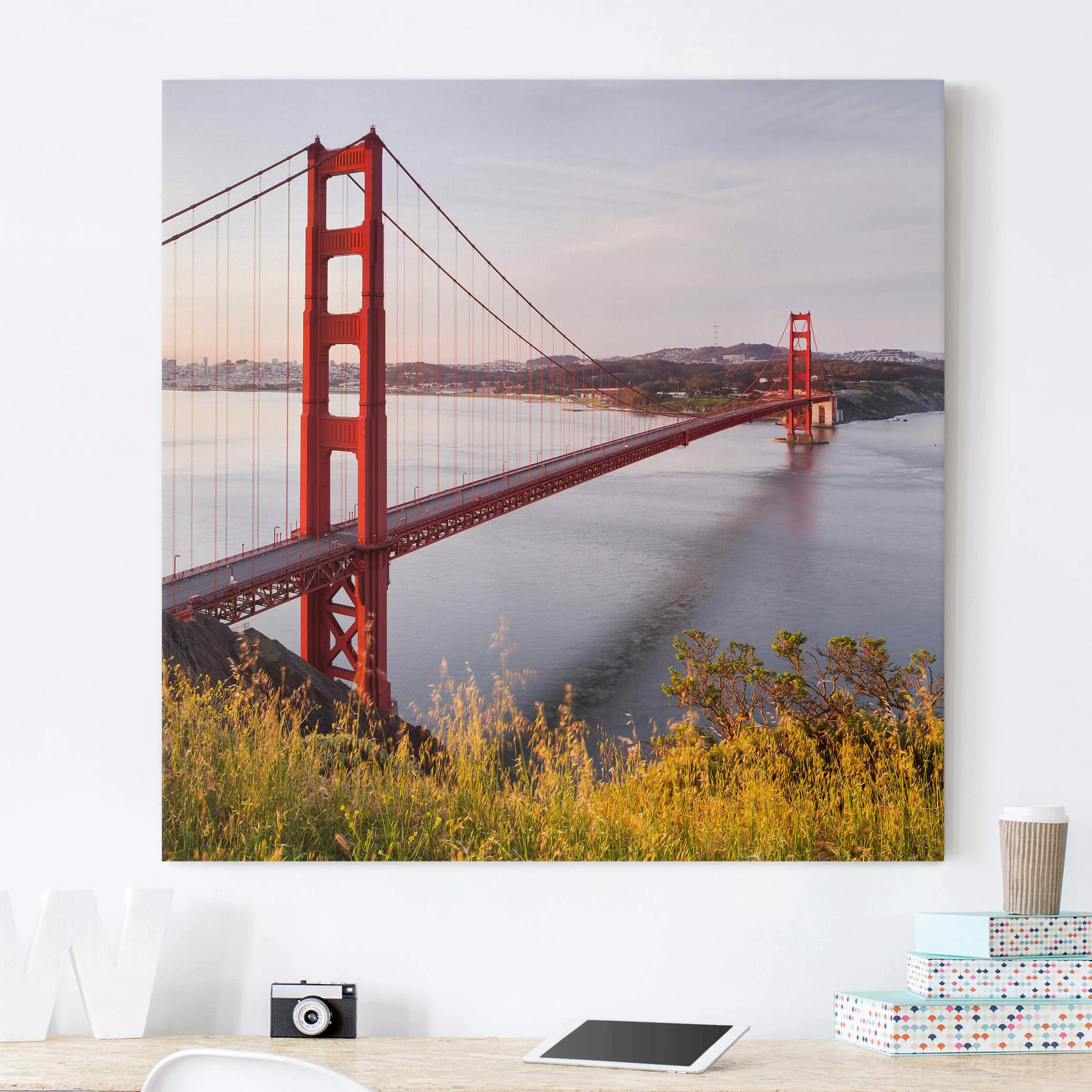 Leinwandbild Architektur & Skyline - Quadrat Golden Gate Bridge in San Fran günstig online kaufen