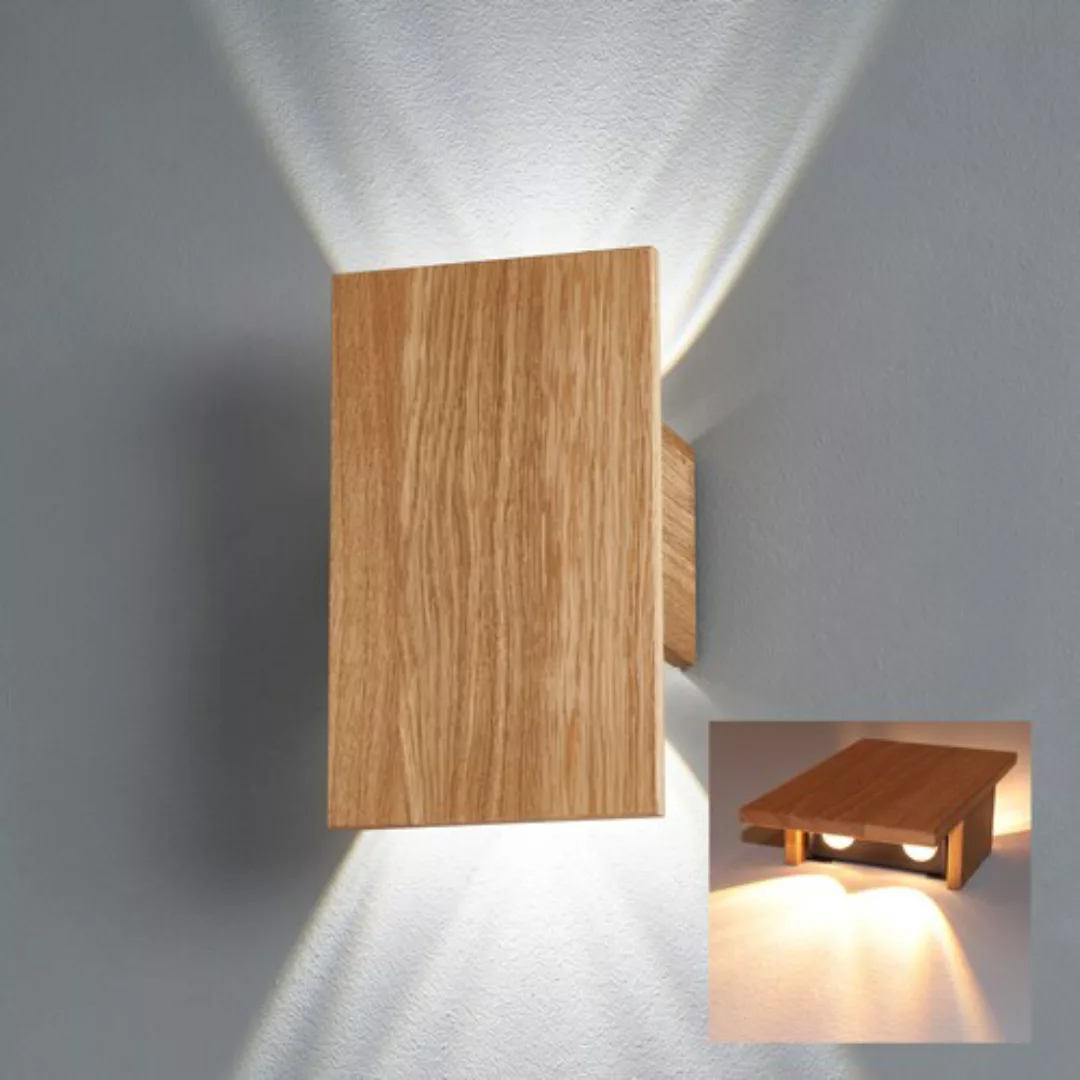 LED-Wandleuchte Shine-Wood eiche 4xLED 15x25cm günstig online kaufen