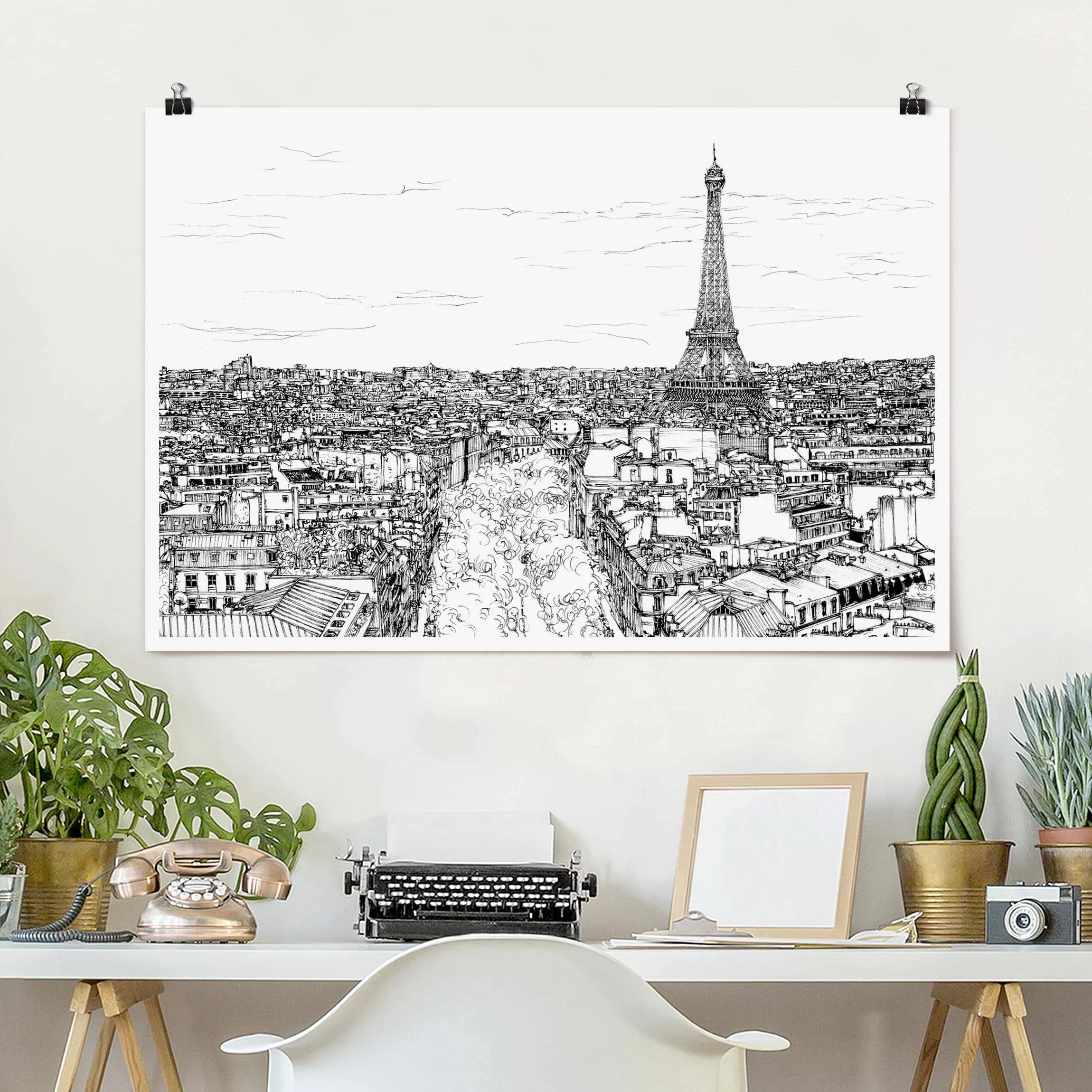 Poster Kunstdruck - Querformat Stadtstudie - Paris günstig online kaufen