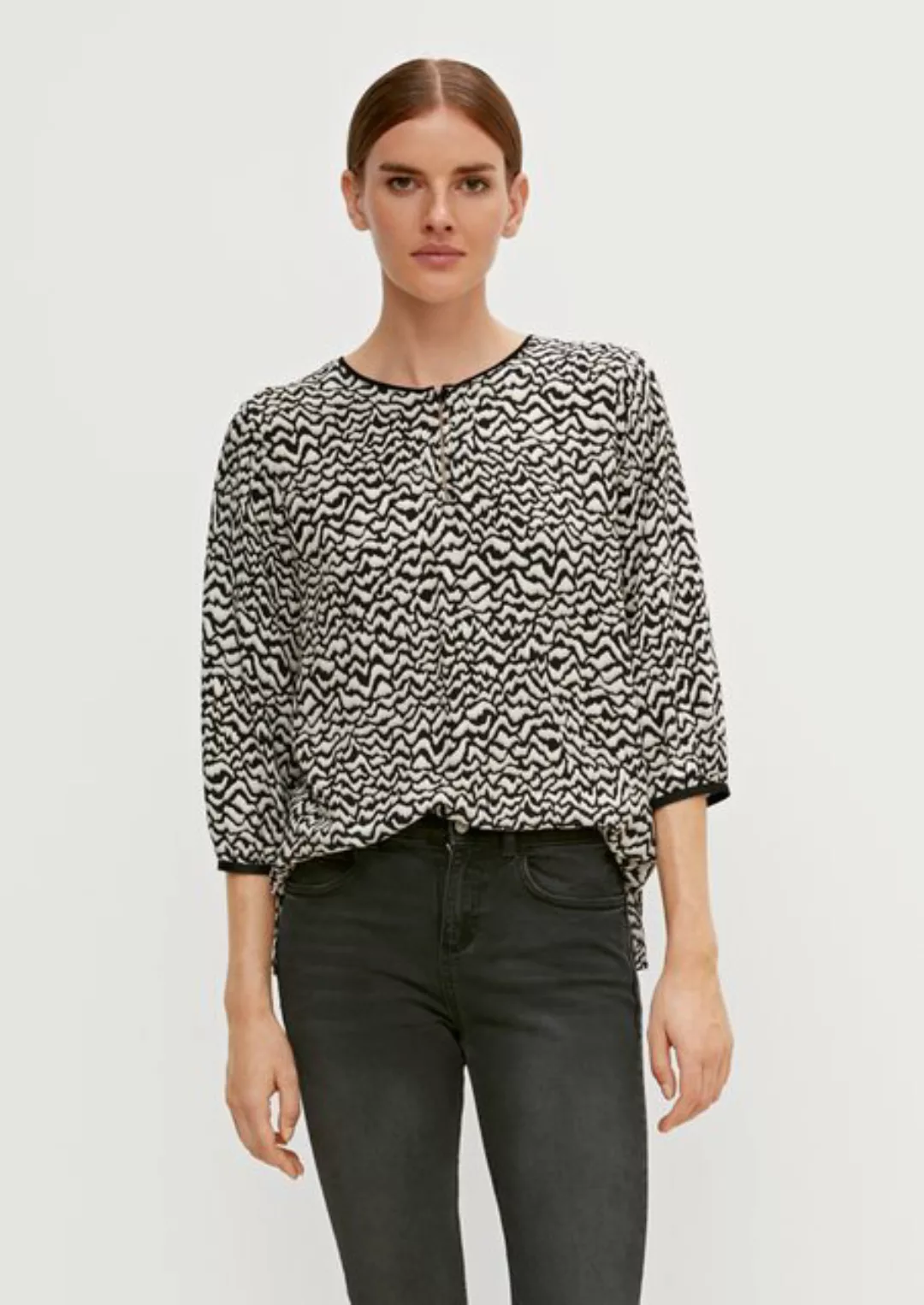 comma casual identity 3/4-Arm-Shirt Lockere Printbluse aus Crêpe Tape günstig online kaufen