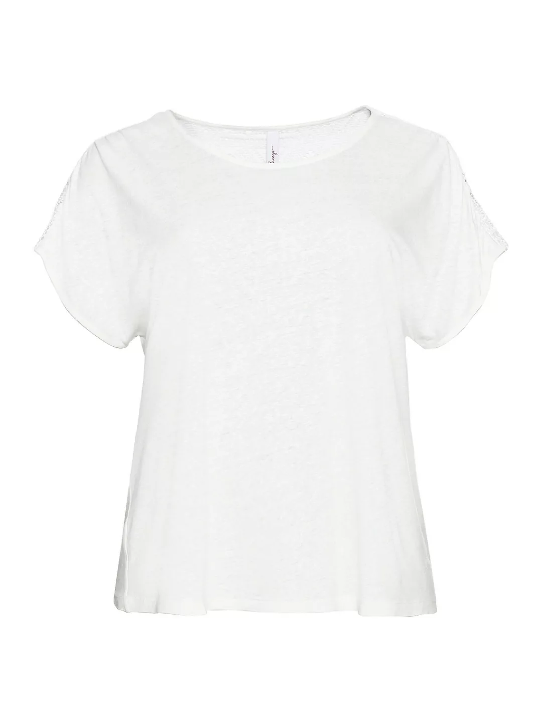 Sheego T-Shirt "Große Größen", im Leinenmix, hinten mit Ajourmuster-Passe günstig online kaufen