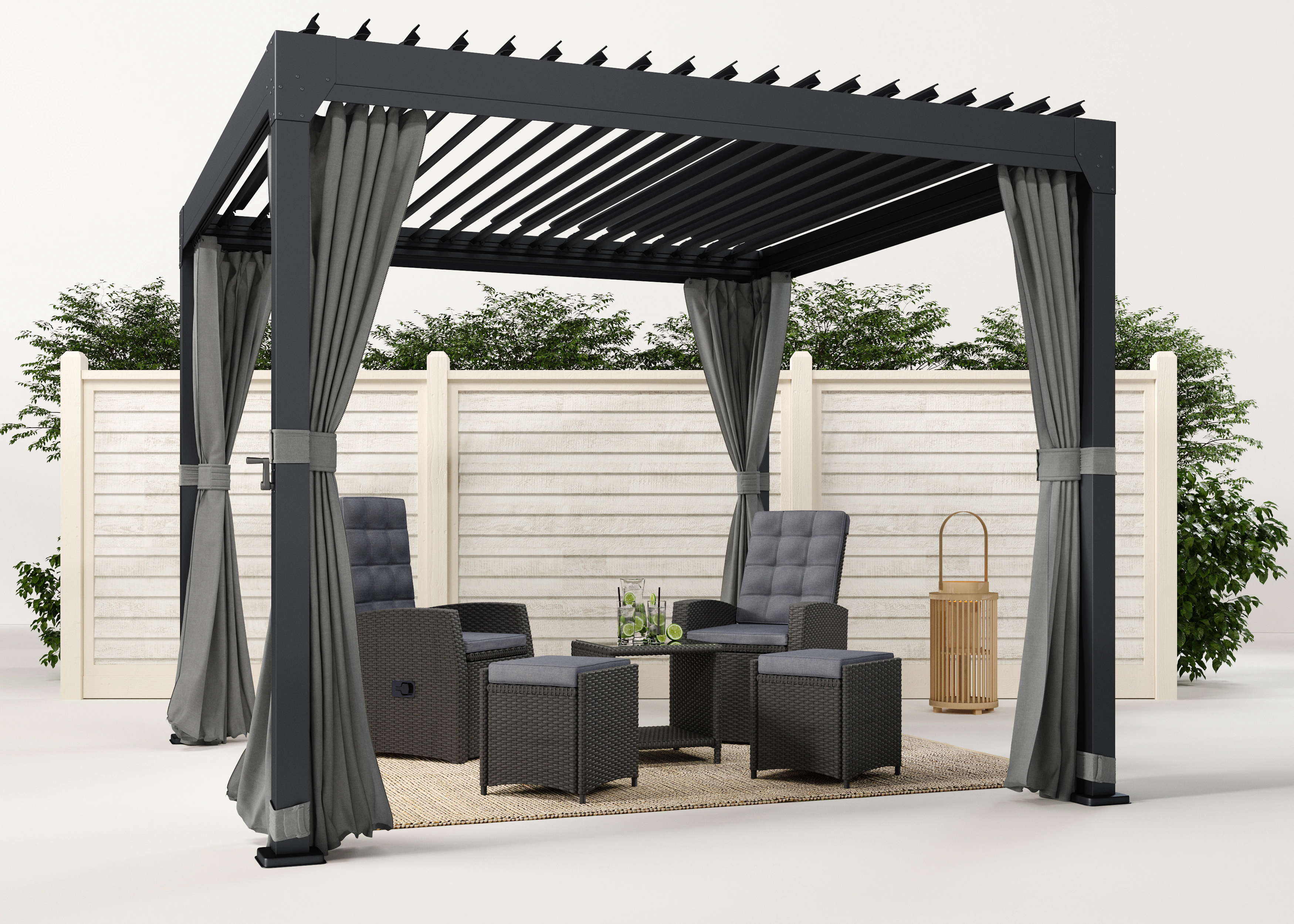 KONIFERA Pavillon "Palma", Pergola, mit Lamellendach, Sockelmaß: 300x300 cm günstig online kaufen