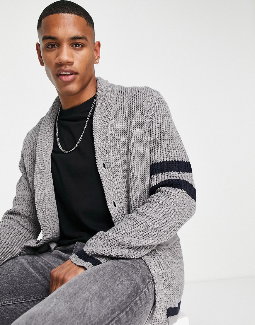 Only & Sons – Strickjacke mit Schalkragen in Grau günstig online kaufen