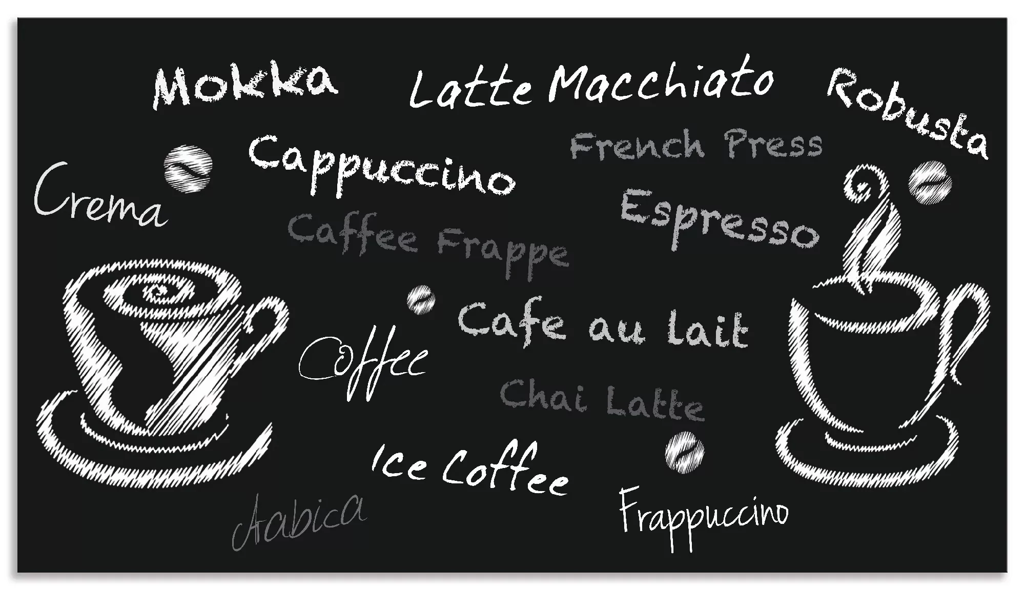 Artland Küchenrückwand "Kaffee. Designelemente auf einer Tafel", (1 tlg.), günstig online kaufen