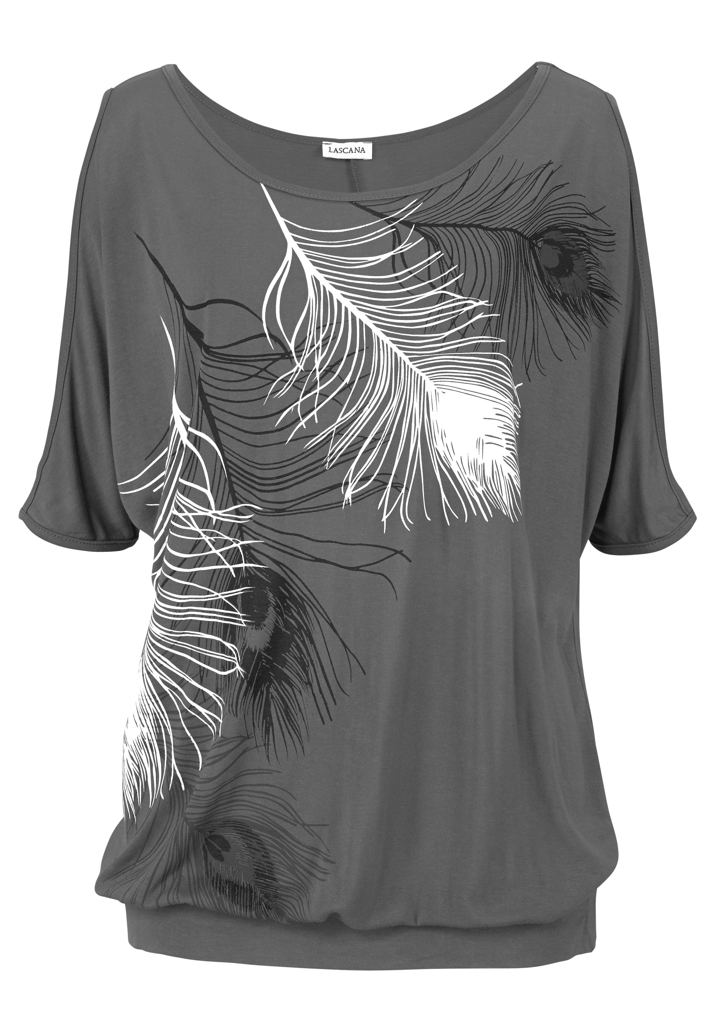 LASCANA Strandshirt mit Schlitzen an den Ärmeln, Kurzarmshirt, schulterfrei günstig online kaufen