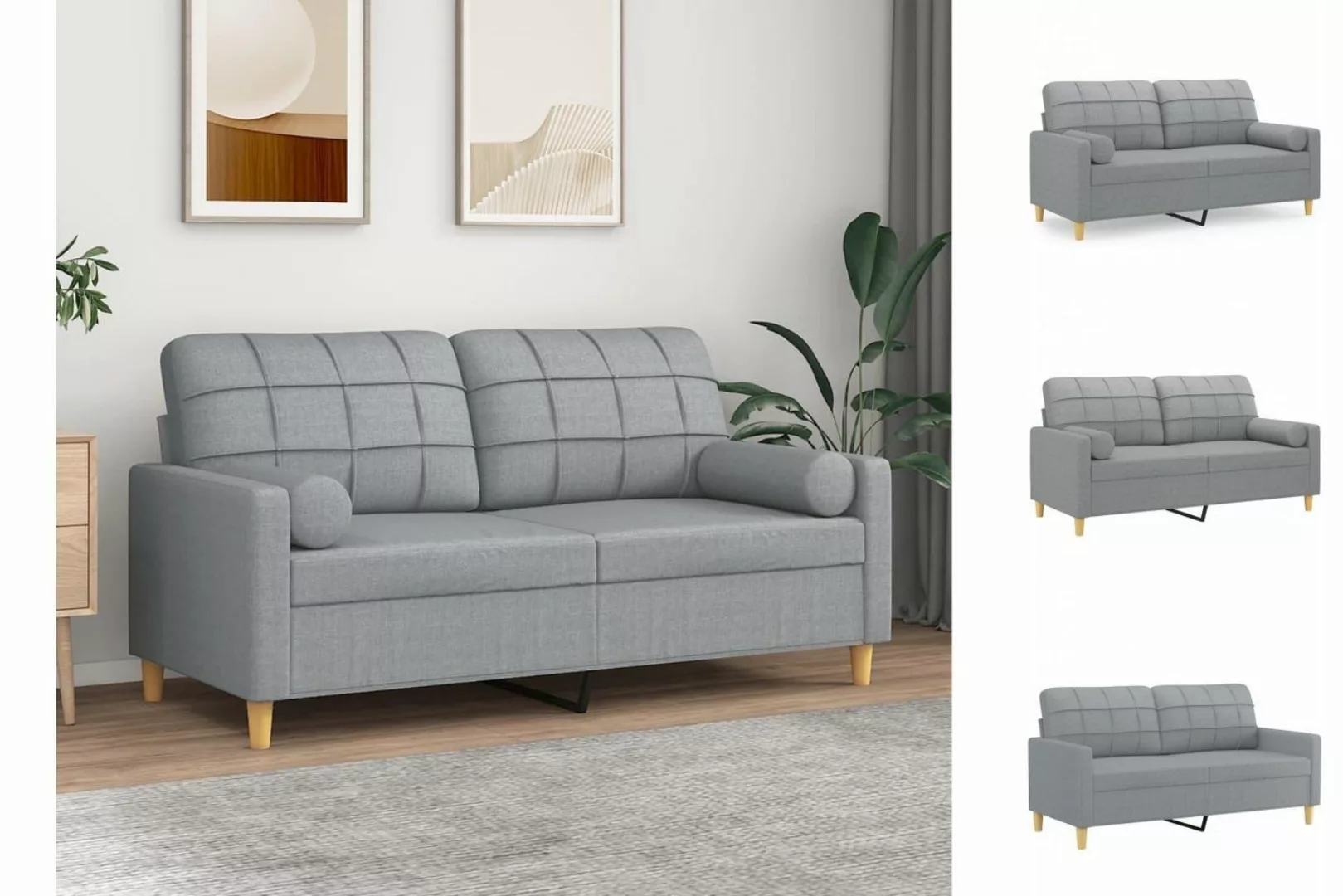 vidaXL Sofa 2-Sitzer-Sofa mit Zierkissen Hellgrau 140 cm Stoff günstig online kaufen