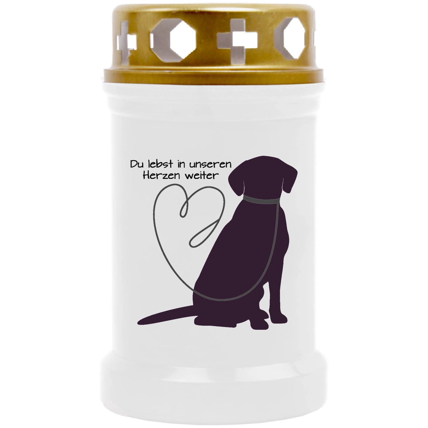 HS Candle Grabkerze Weiß 40h Inkl. Deckel Gold Labrador 1 günstig online kaufen