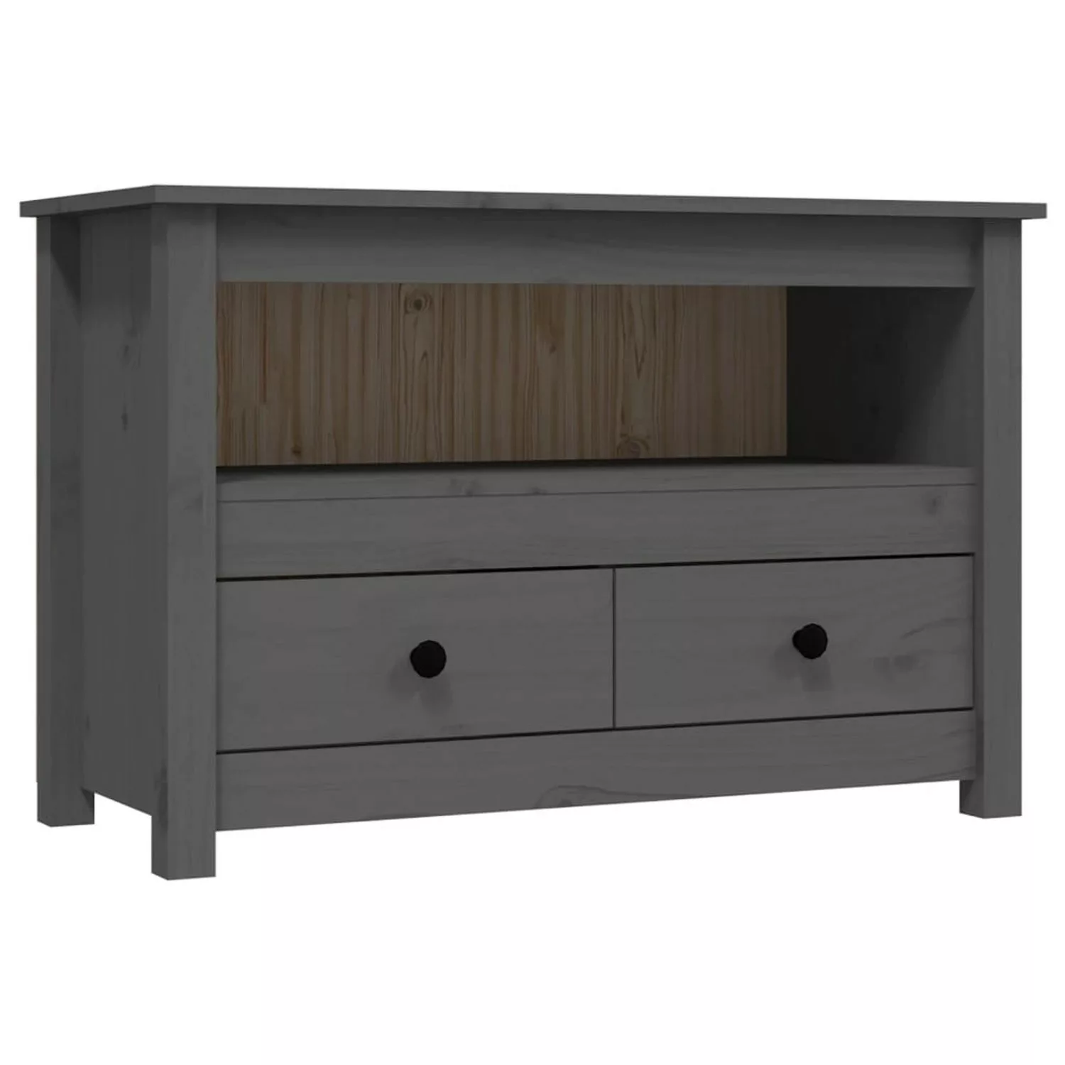 vidaXL TV-Schrank TV-Schrank Grau 79x35x52 cm Massivholz Kiefer günstig online kaufen