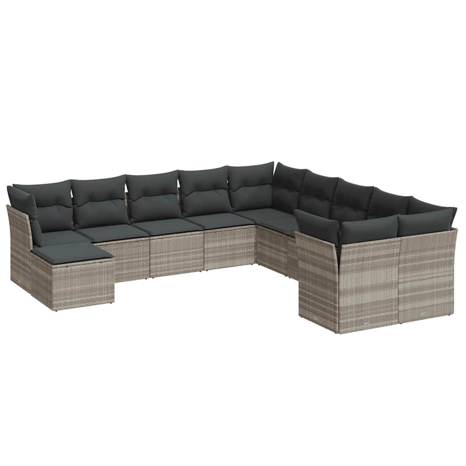 vidaXL 11-Tlg Garten-Sofagarnitur mit Kissen Hellgrau Poly Rattan 3218612 günstig online kaufen