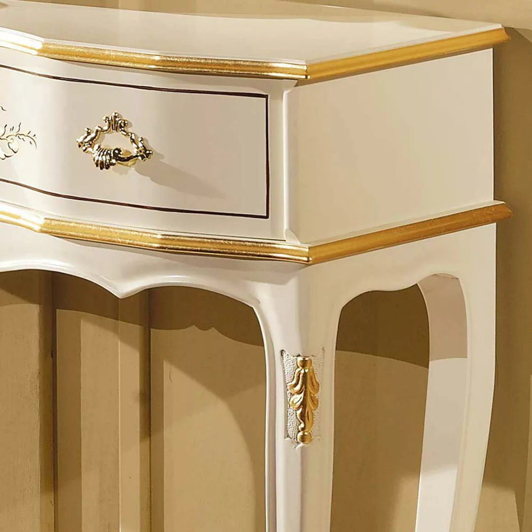 Barock Konsolentisch in Weiß und Goldfarben verziert 80 cm hoch günstig online kaufen