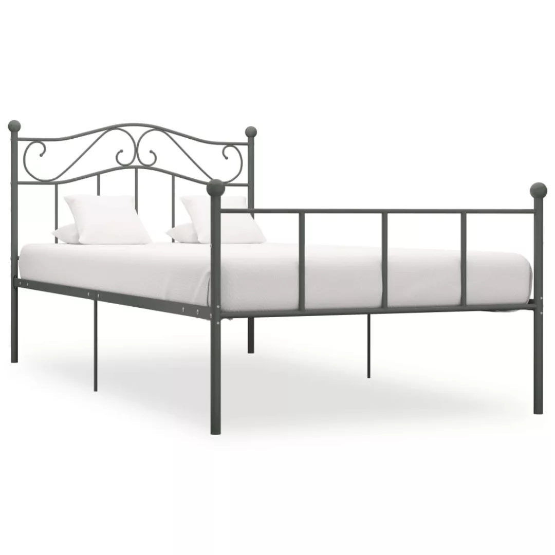 Bettgestell Grau Metall 90×200 Cm günstig online kaufen