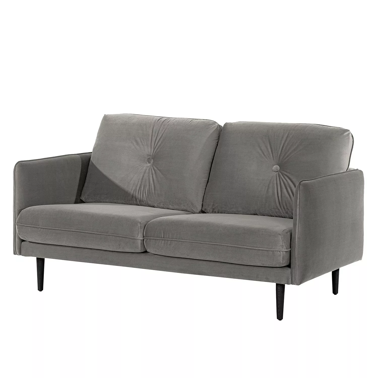 home24 Norrwood Sofa Pigna II 2,5-Sitzer Hellgrau Samt 168x86x94 cm günstig online kaufen