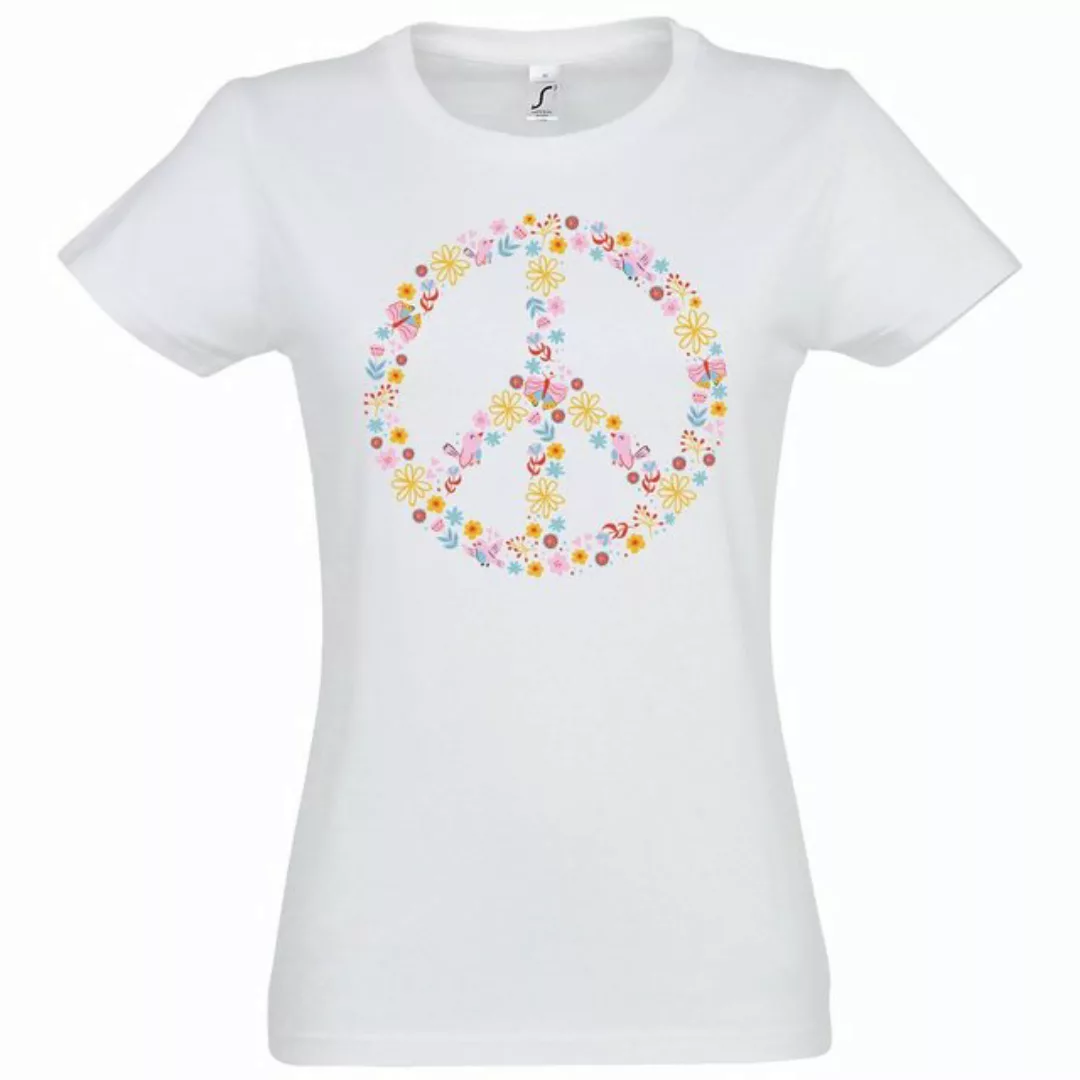 Youth Designz T-Shirt Peace Flowers Damen Shirt mit Trendigem Retro Look günstig online kaufen