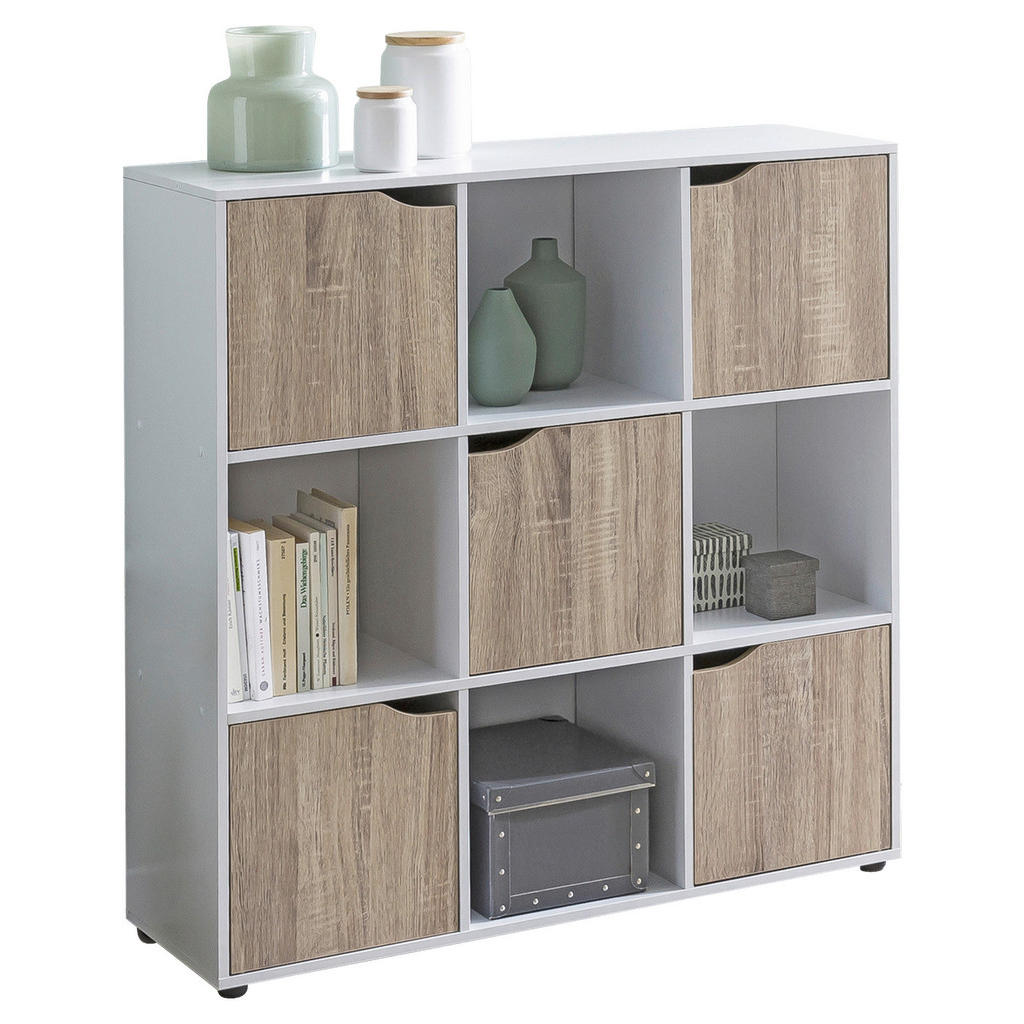 Sideboard MASSA 89 x 91 x 29 cm Bücherregal mit 9 Fächern Sonoma | Standreg günstig online kaufen