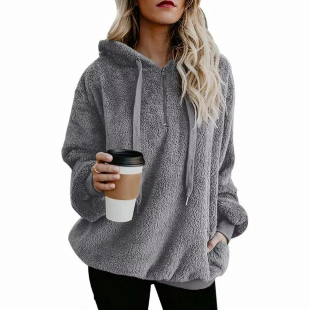 Gigicial Kapuzenpullover Damen Pullover Teddy Hoodie, Herbst Winter Warm Pu günstig online kaufen