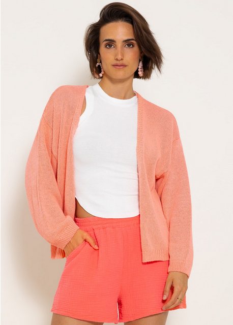 SASSYCLASSY Cardigan Strickjacke mit Rippenbünchen am Ärmel Sommerlicher Ca günstig online kaufen