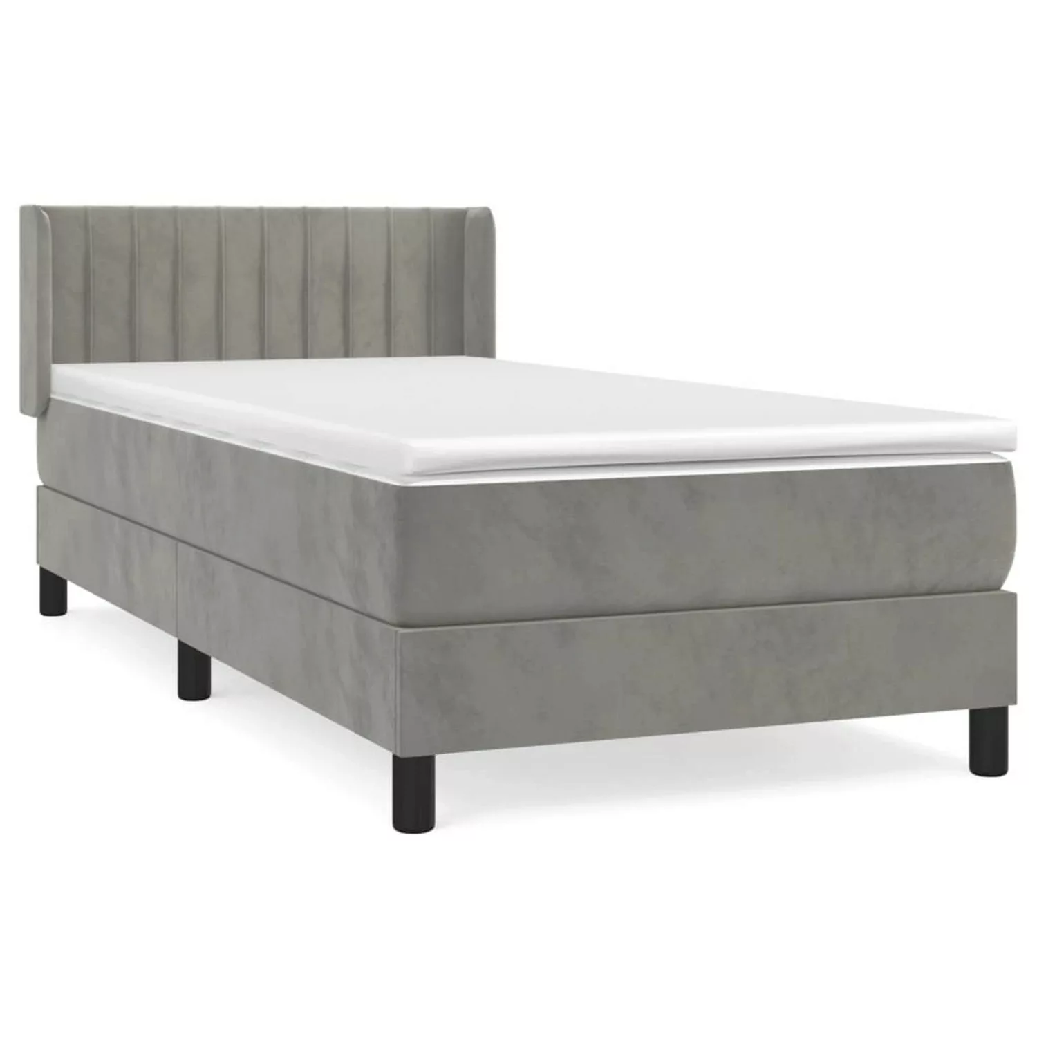 vidaXL Boxspringbett mit Matratze Hellgrau 90x190 cm Samt1537626 günstig online kaufen