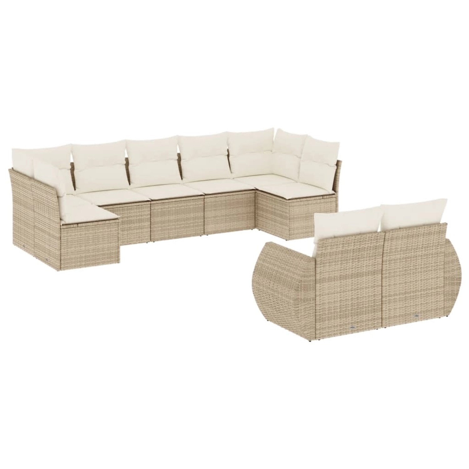 vidaXL 9-Tlg Garten-Sofagarnitur mit Kissen Beige Poly Rattan 3254155 günstig online kaufen