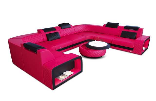 Sofa Dreams Wohnlandschaft Ledersofa Couch Foggia U Form Leder Sofa, mit LE günstig online kaufen