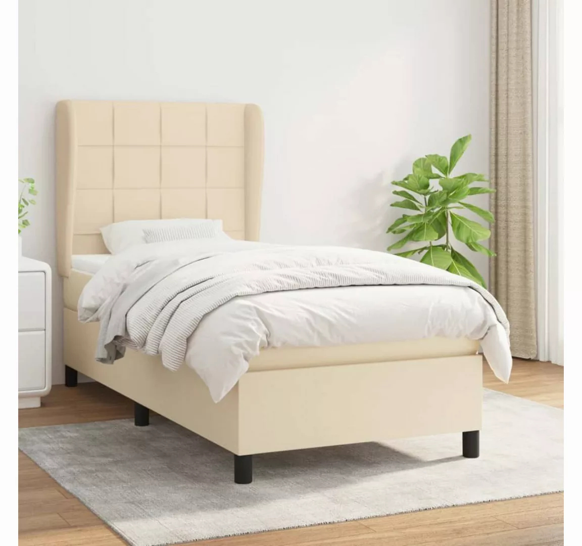 vidaXL Boxspringbett Boxspringbett mit Matratze Creme 80x200 cm Stoff Bett günstig online kaufen