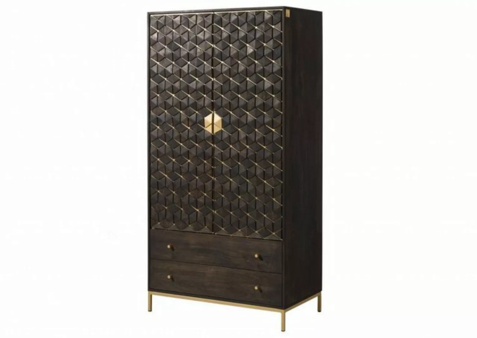 Massivmoebel24 Kleiderschrank (Kleiderschrank Mango 99x55x190 grau geölt DI günstig online kaufen