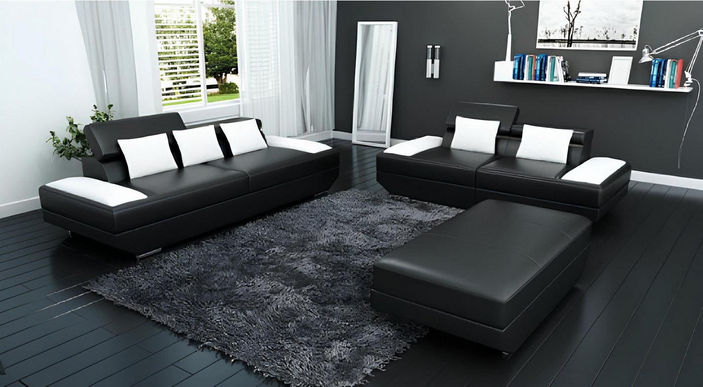 Xlmoebel Sofa Ledersofa Set mit USB-Anschluss, bestehend aus einem 3-Sitzer günstig online kaufen