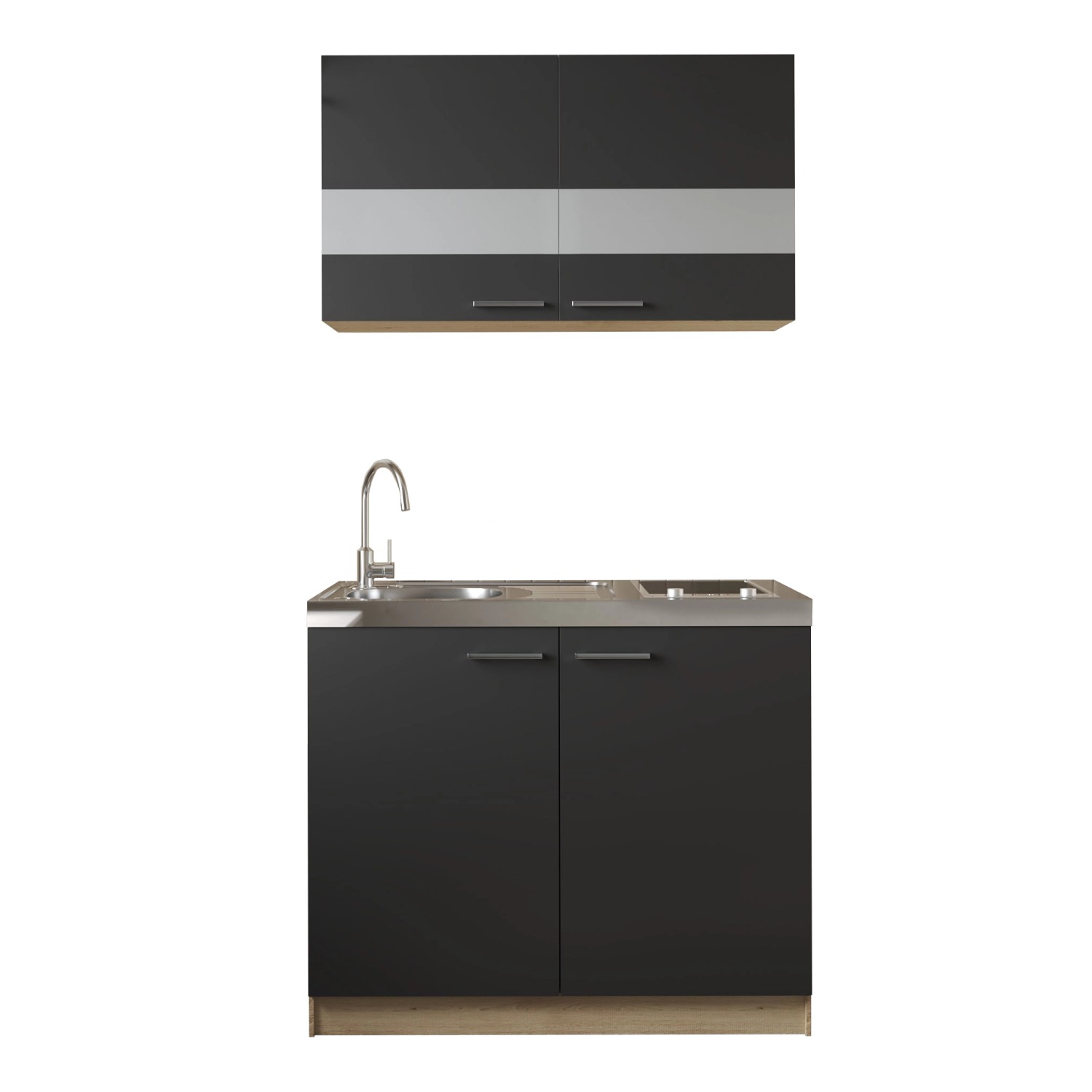 Respekta Küchenmöbel-Set 3 Merle 100 cm Schwarz günstig online kaufen