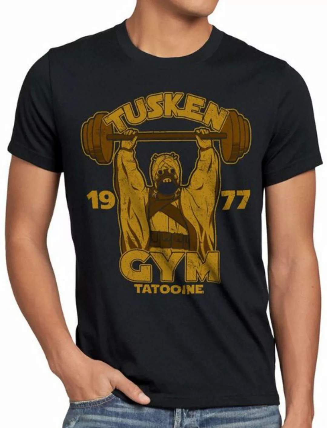 style3 Print-Shirt Herren T-Shirt Tatooine Gym räuber droide crossfit studi günstig online kaufen