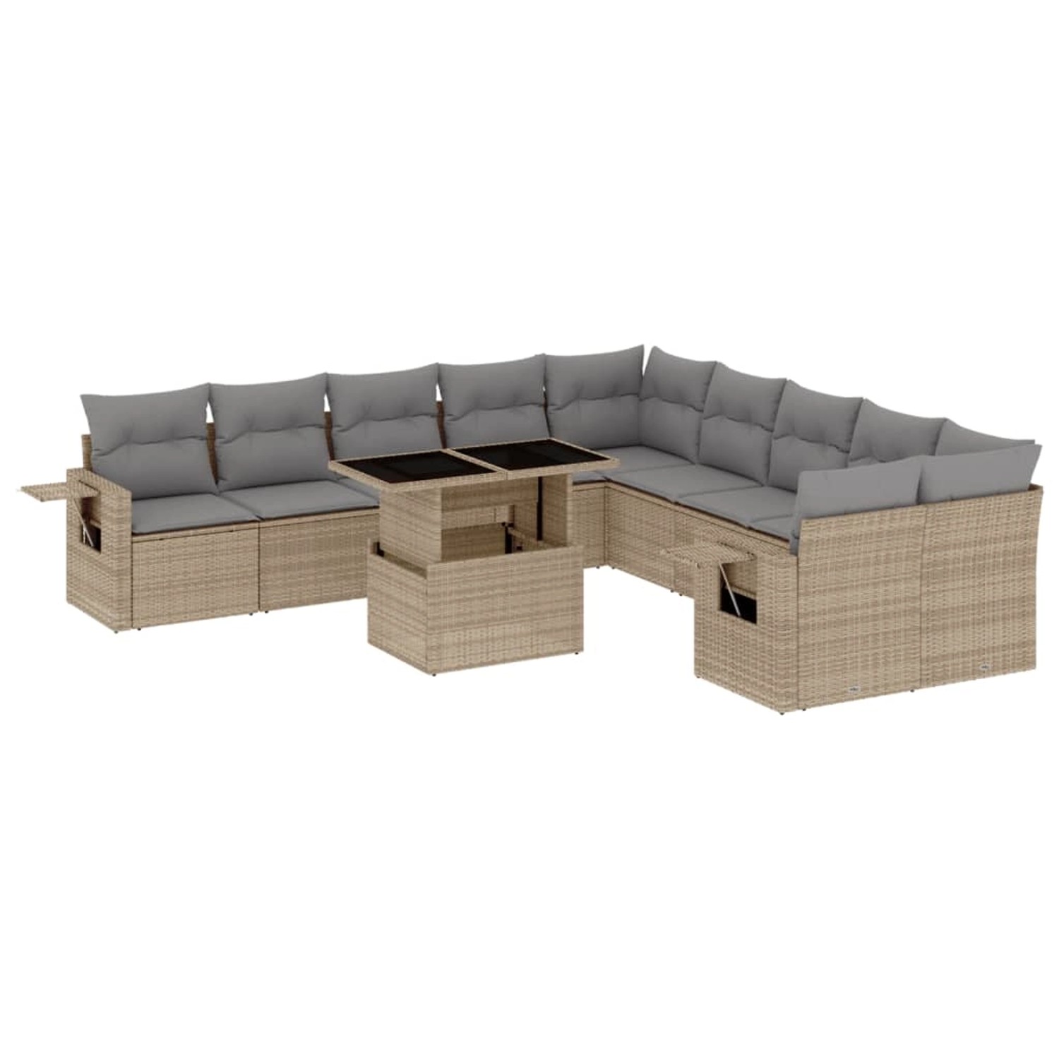 vidaXL 11-tlg Garten-Sofagarnitur mit Kissen Beige Poly Rattan Modell 168 günstig online kaufen