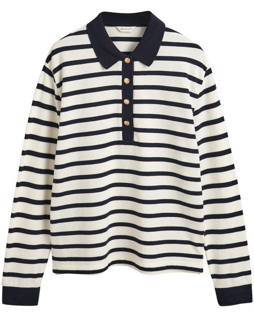 Gant Strickpullover Breton Striped Piqué Langarm-Poloshirt günstig online kaufen