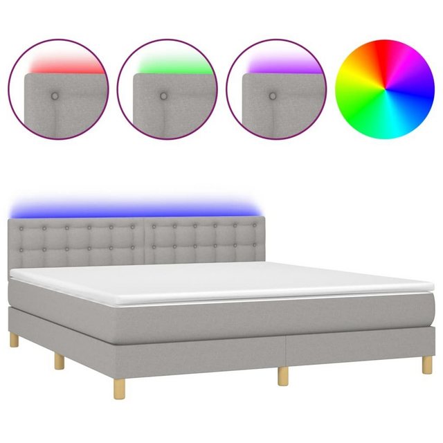 vidaXL Boxspringbett Boxspringbett mit Matratze LED Hellgrau 160x200 cm Sto günstig online kaufen