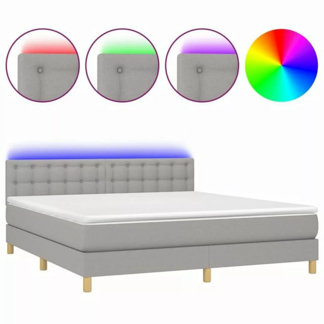 vidaXL Boxspringbett Boxspringbett mit Matratze LED Hellgrau 160x200 cm Sto günstig online kaufen