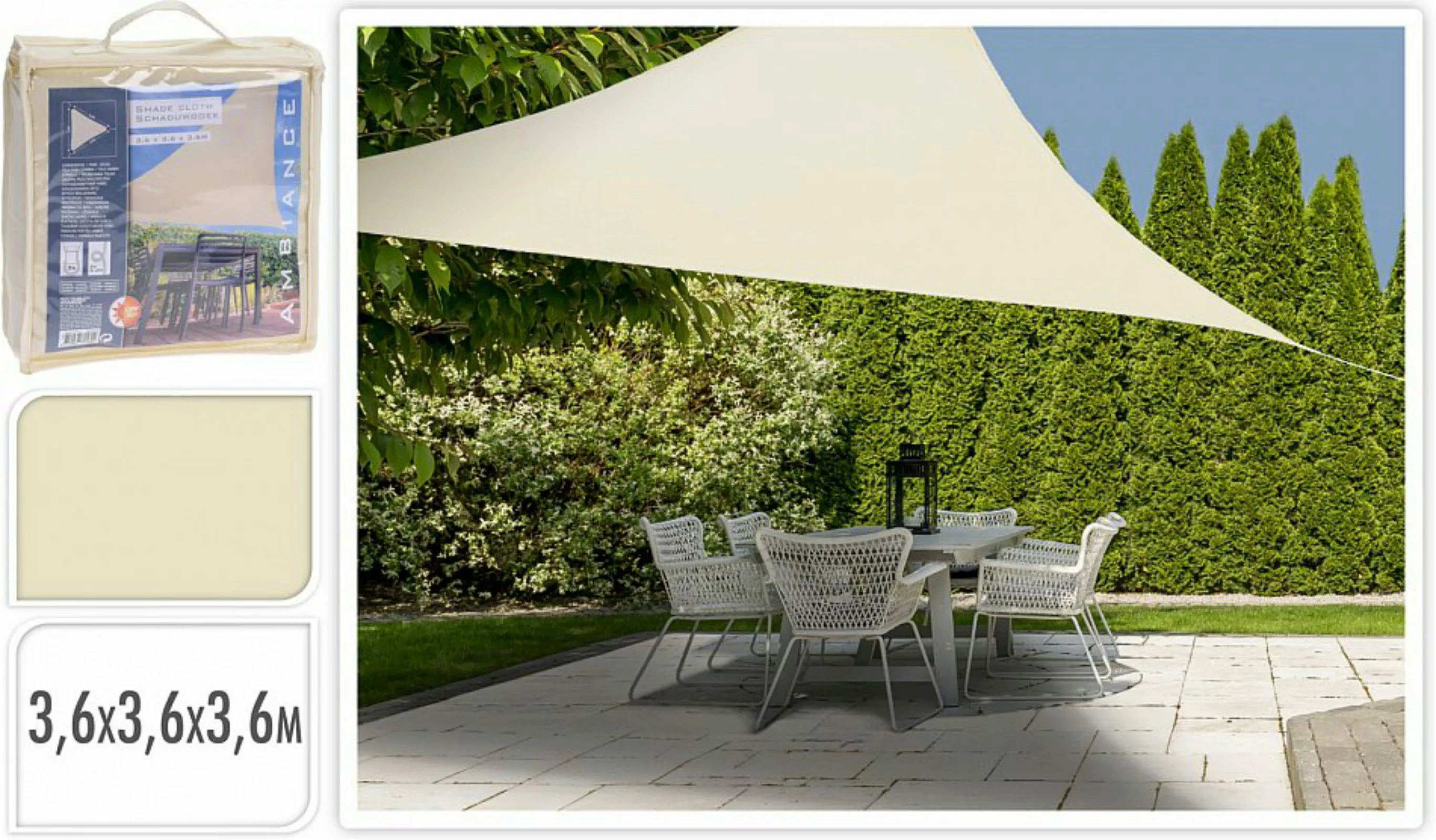 Markise Ambiance Dreieckig Creme Textil (3,6 X 3,6 X 3,6 M) günstig online kaufen