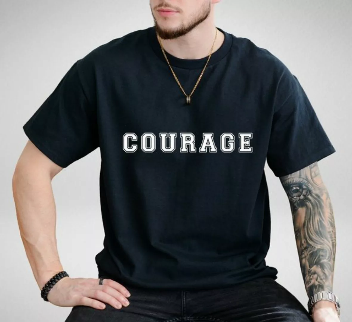 Quality Elegance Print-Shirt COURAGE Cotton Basic T-Shirt, Kurzarmshirt günstig online kaufen