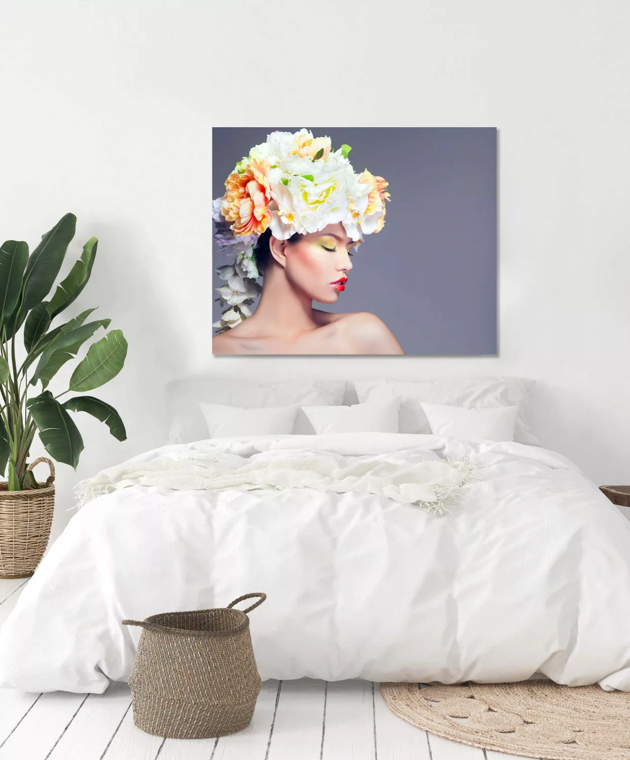 queence Acrylglasbild "Frau mit Blumenhut" günstig online kaufen