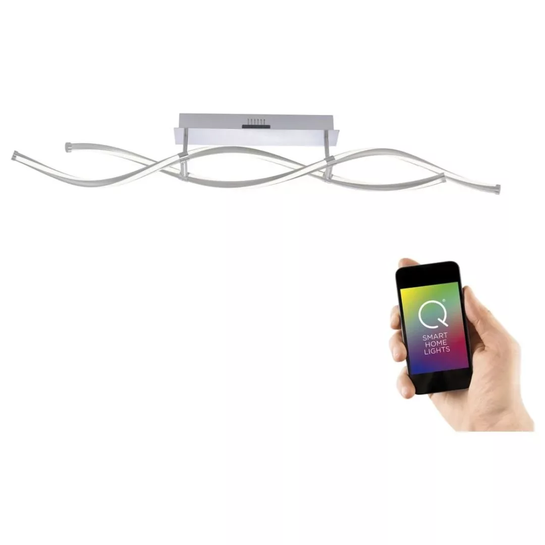 Q-Smart LED Deckenleuchte Q-Malina in Silber tunable white inkl. Fernbedien günstig online kaufen