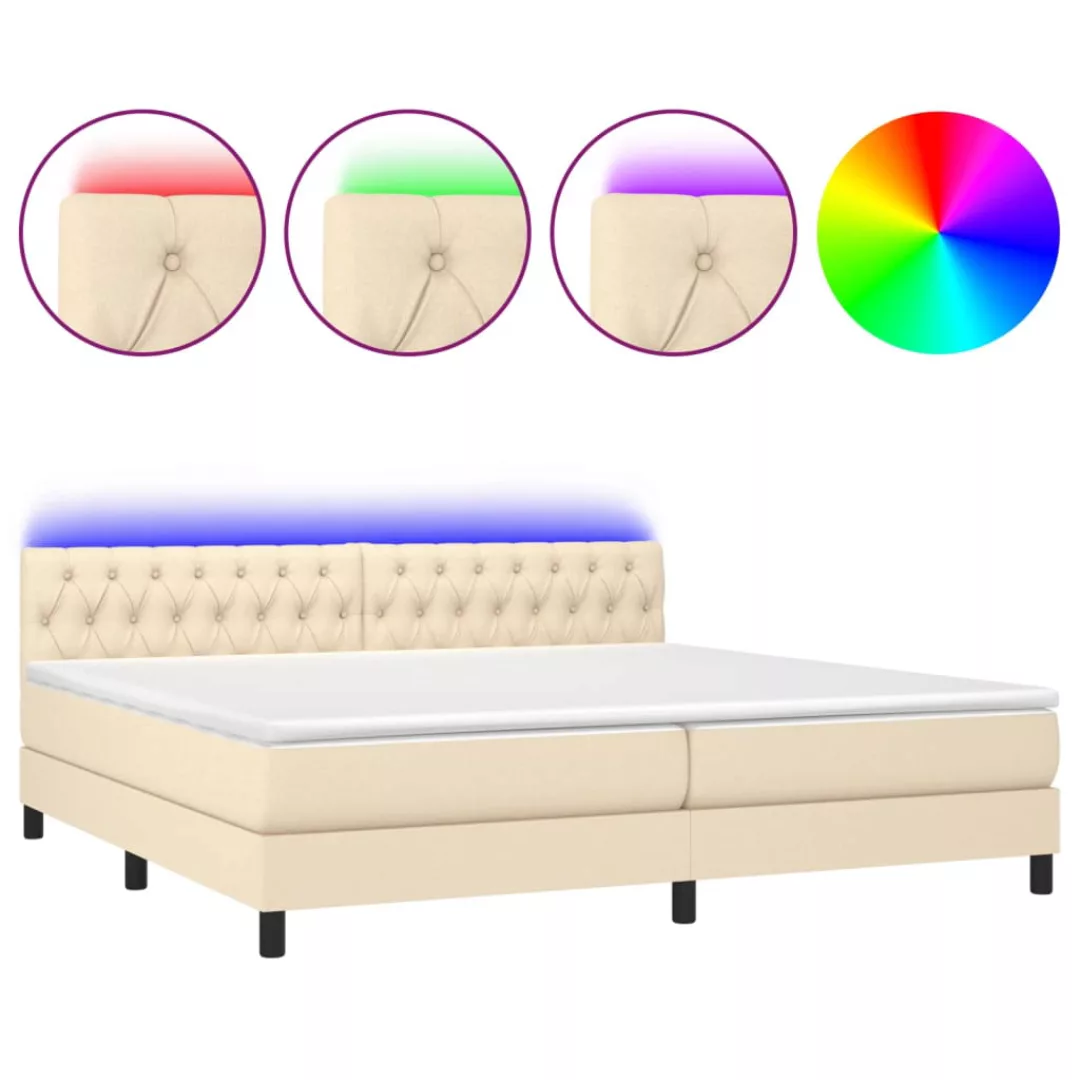 Vidaxl Boxspringbett Mit Matratze & Led Creme 200x200 Cm Stoff günstig online kaufen