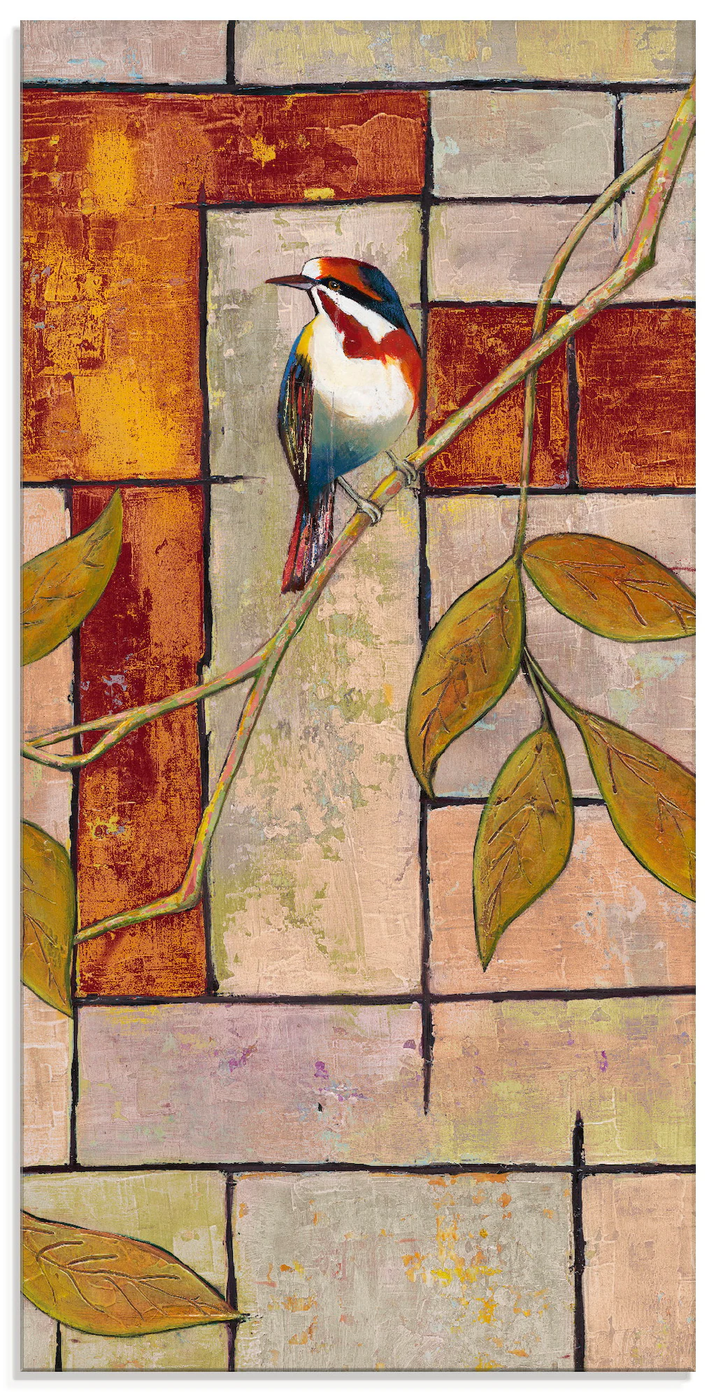 Artland Glasbild "Vogel auf einem Ast II", Vögel, (1 St.) günstig online kaufen