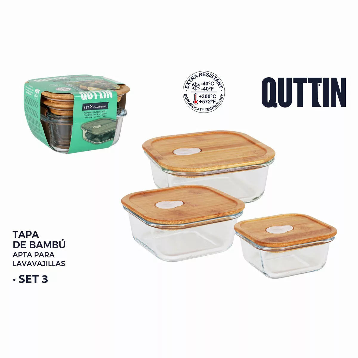 3 Lunchbox-set Quttin Bambus Rechteckig/quadratisch günstig online kaufen