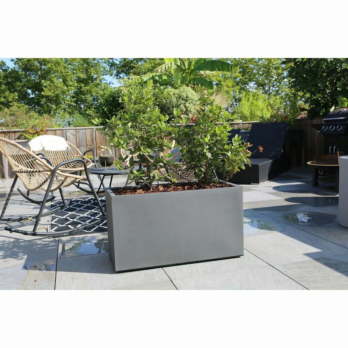 Blumentopf Riviera Rechteckig Grau 80 X 40 Cm Granit günstig online kaufen