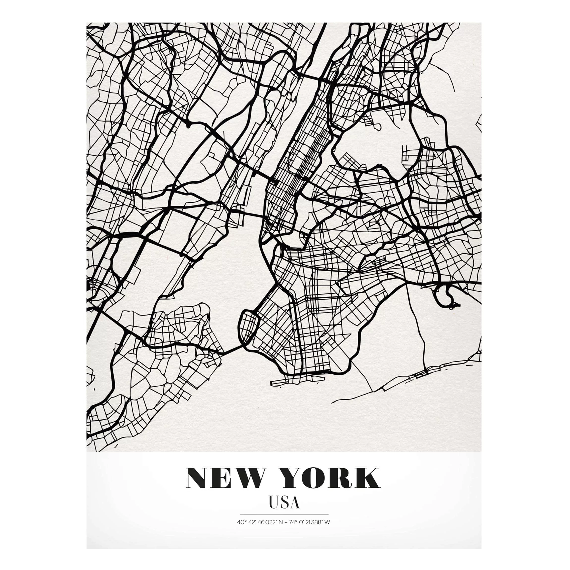 Magnettafel Stadt-, Land- & Weltkarte - Hochformat 3:4 Stadtplan New York - günstig online kaufen