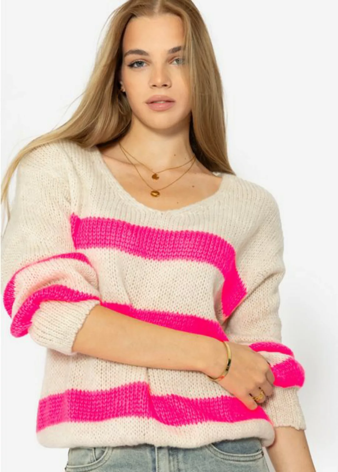 SASSYCLASSY Strickpullover Oversize Pullover Damen mit V-Ausschnitt Elegant günstig online kaufen