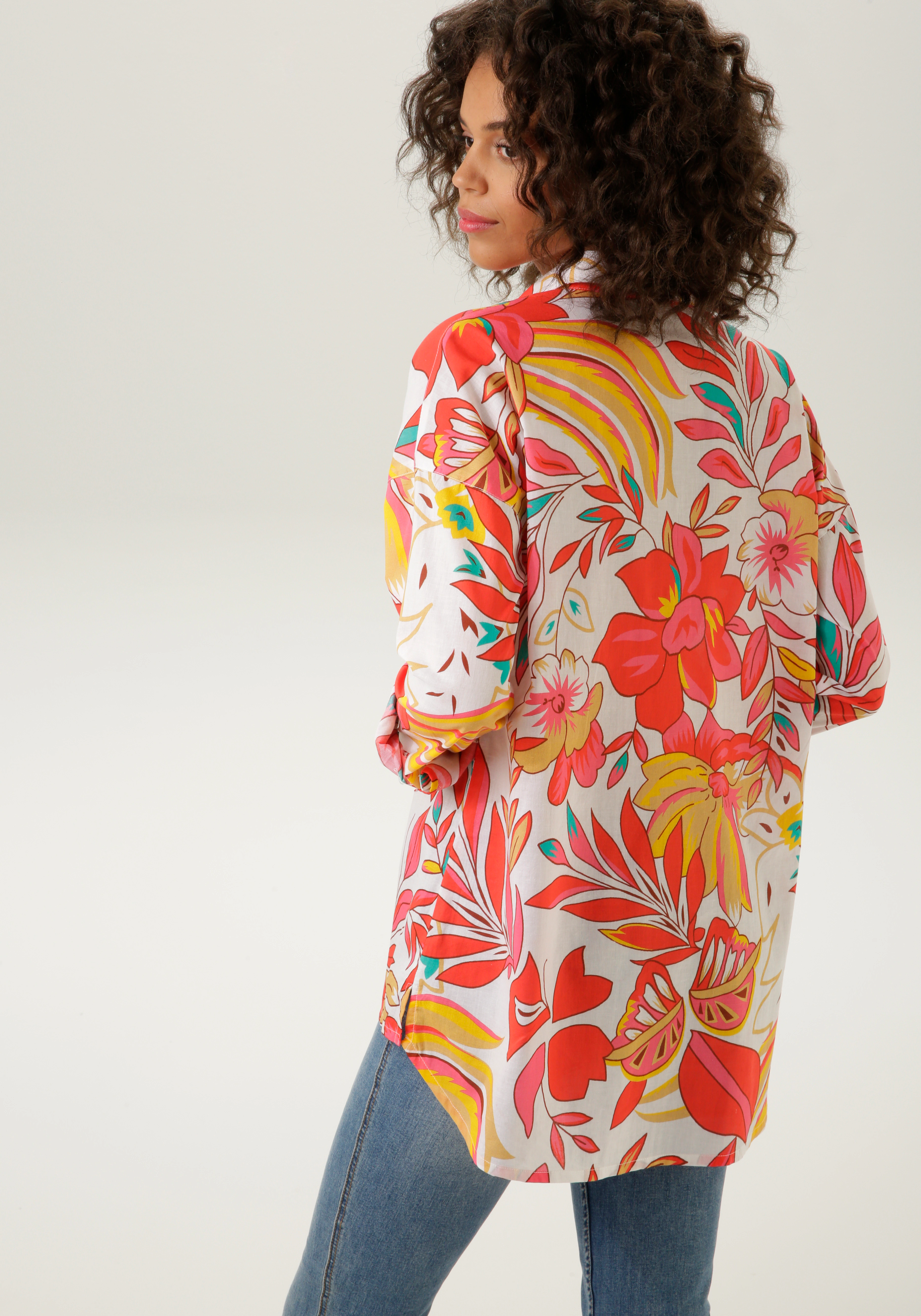 Aniston CASUAL Hemdbluse, im Tropical-Style mit Blättern und Blüten bedruck günstig online kaufen