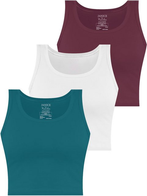 Janice Tanktop 3 x Damen crop Top Namlea Kurzes Tanktop aus Baumwolle günstig online kaufen