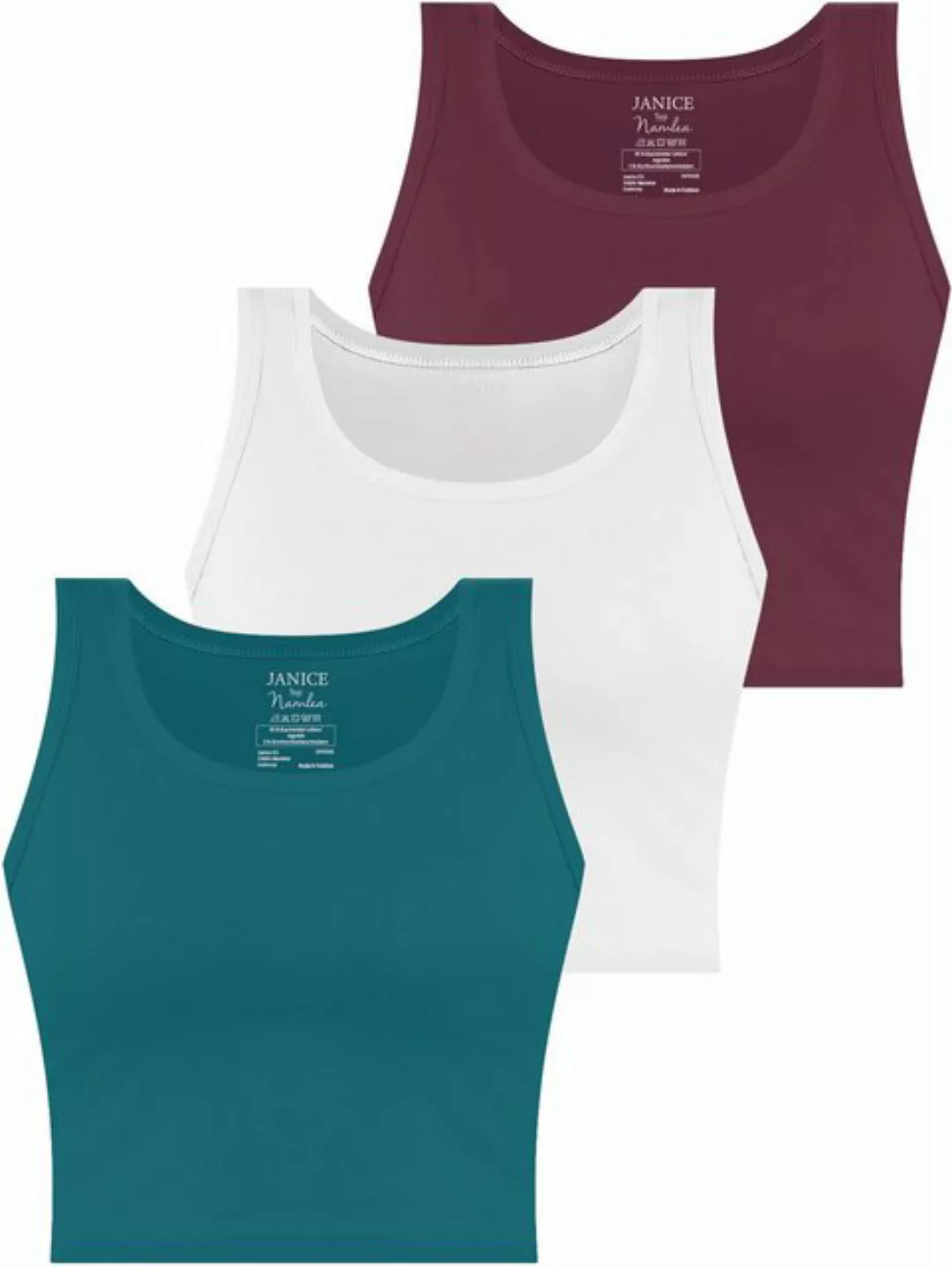 Janice Tanktop 3 x Damen crop Top Namlea Kurzes Tanktop aus Baumwolle günstig online kaufen