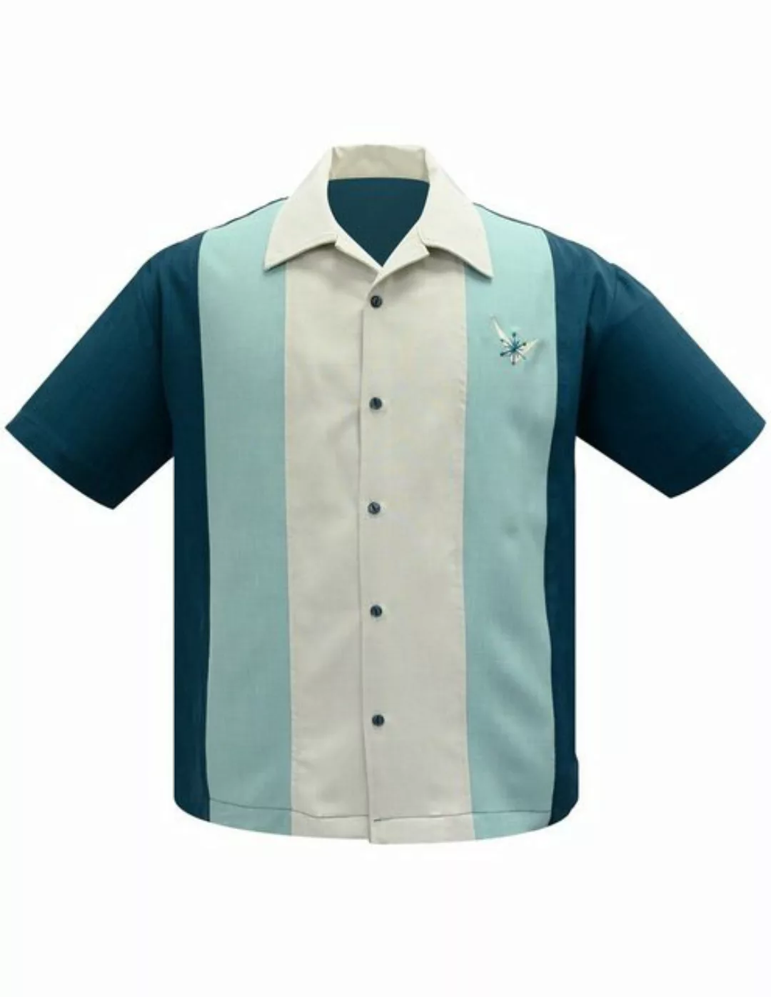 Steady Clothing Kurzarmhemd Atomic Men Teal Mint Stone Retro Vintage Bowlin günstig online kaufen