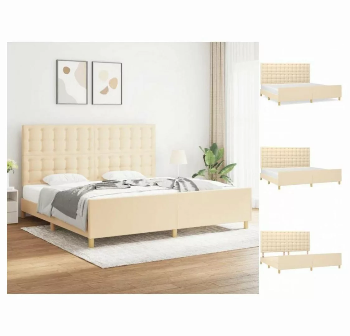 vidaXL Bettgestell Bettrahmen mit Kopfteil Creme 200x200 cm Stoff Bett Bett günstig online kaufen