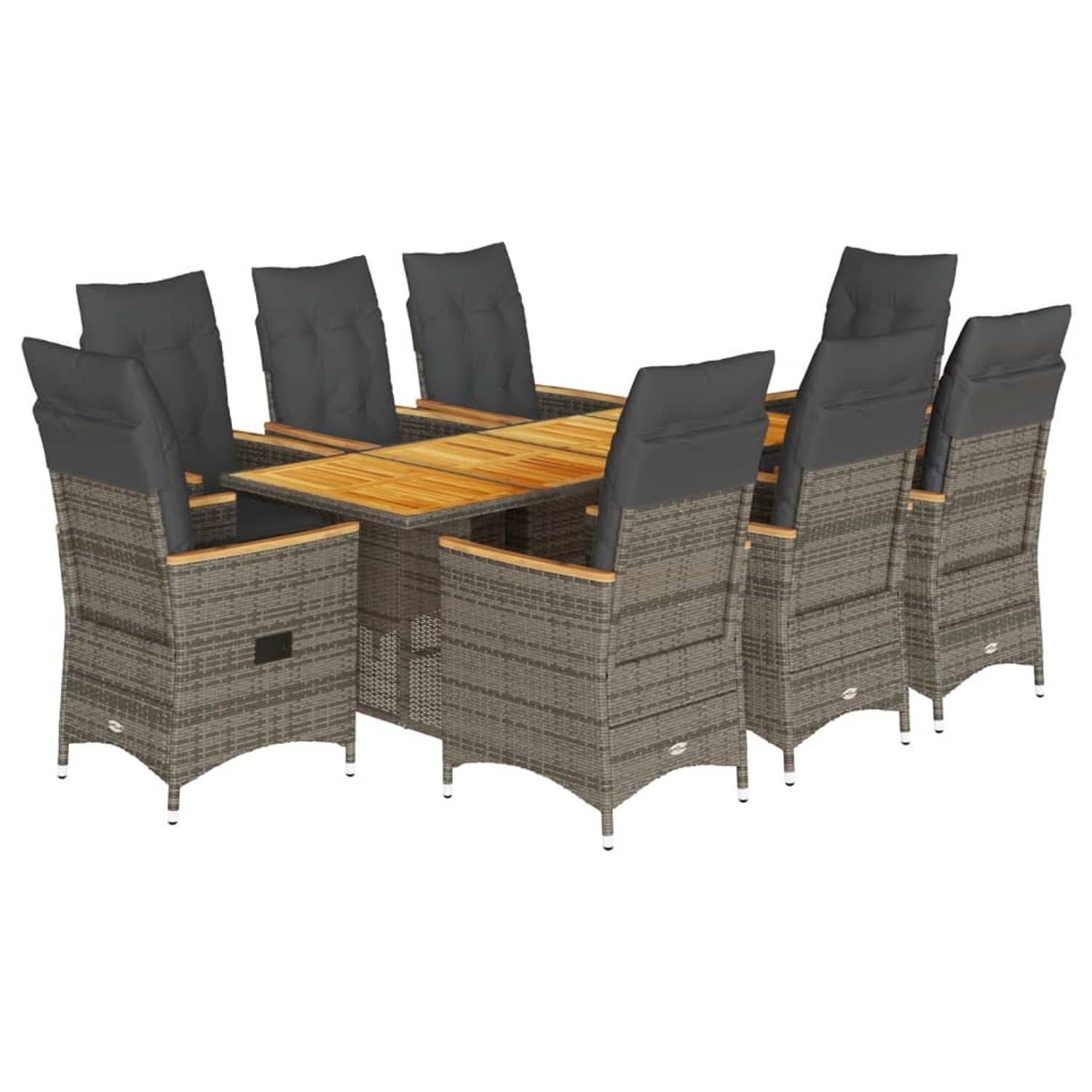 vidaXL 9-Tlg Garten-Essgruppe mit Kissen Grau Poly Rattan 3276853 günstig online kaufen