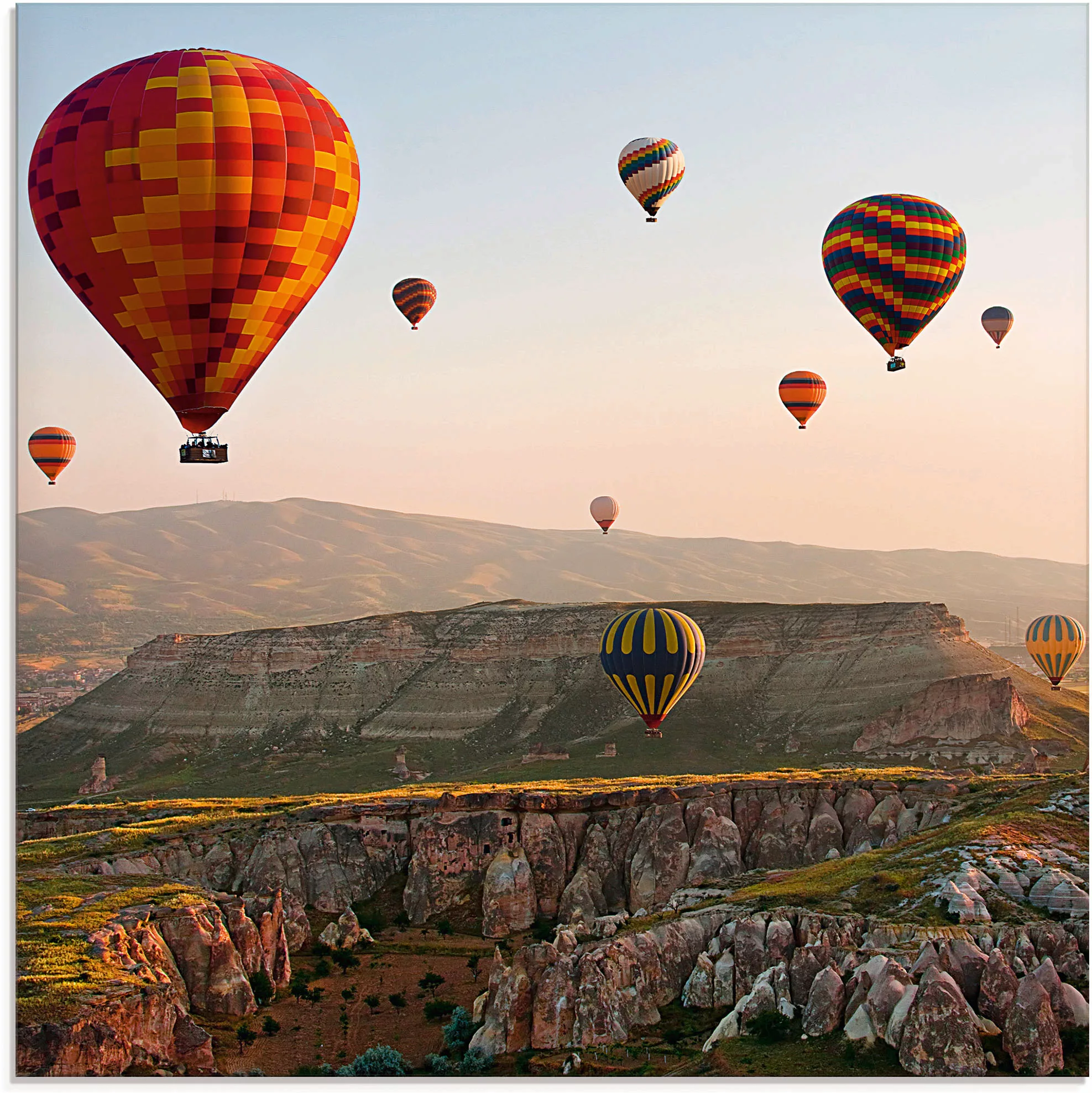 Artland Glasbild "Kappadokien Ballonfahrt", Ballonfahren, (1 St.) günstig online kaufen